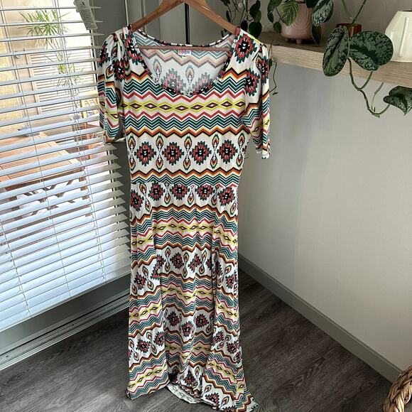 LuLaRoe Geometric Aztec Print Maxi Dress Size M Womens Boho Festival - Picture 1 of 6